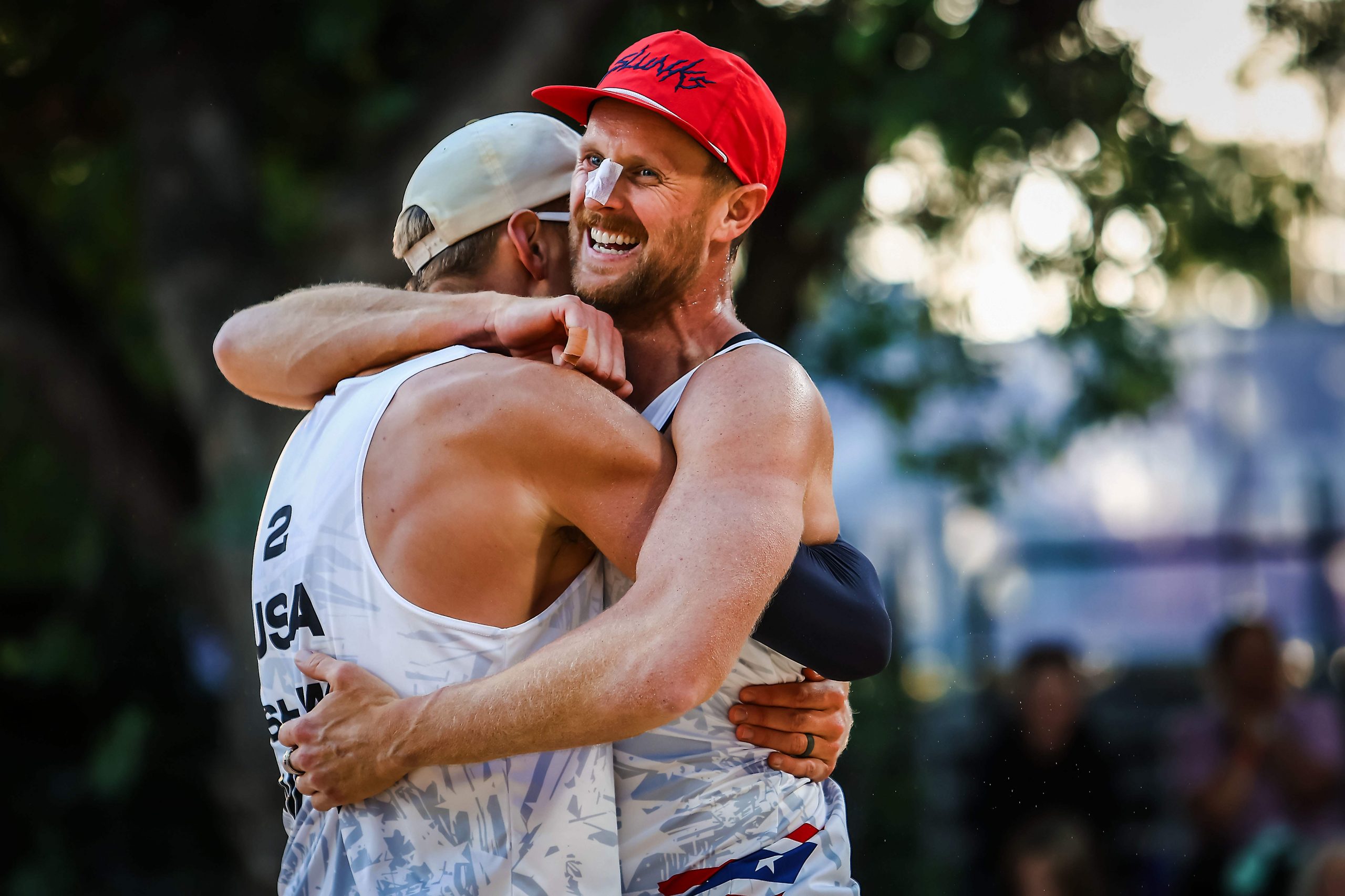 Chaim Schalk and James Shaw celebrate after defeating Cuban Olympians